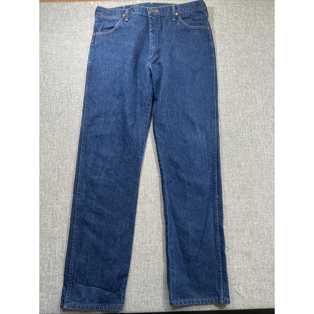 Wrangler Jeans Mens 34x33 Vintage Western 13MWZ USA Denim Straight 90s Dark Wash